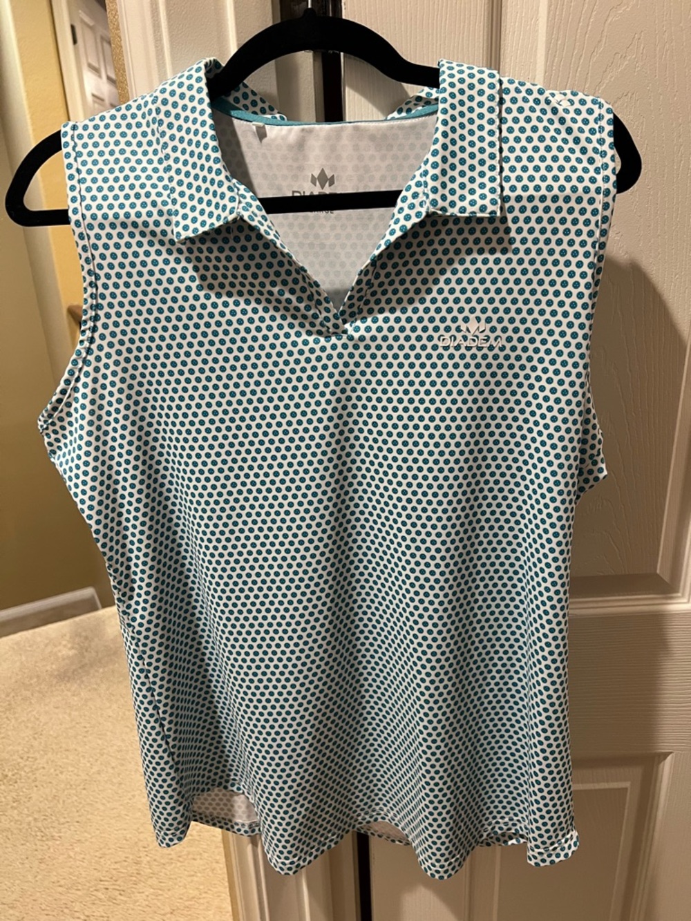 Diadem WOMEN'S SCALES PICKLEBALL SLEEVELESS POLO
 - Teal/White